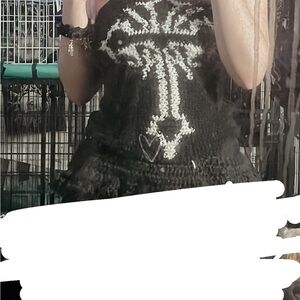 Black and White Cross crochet top